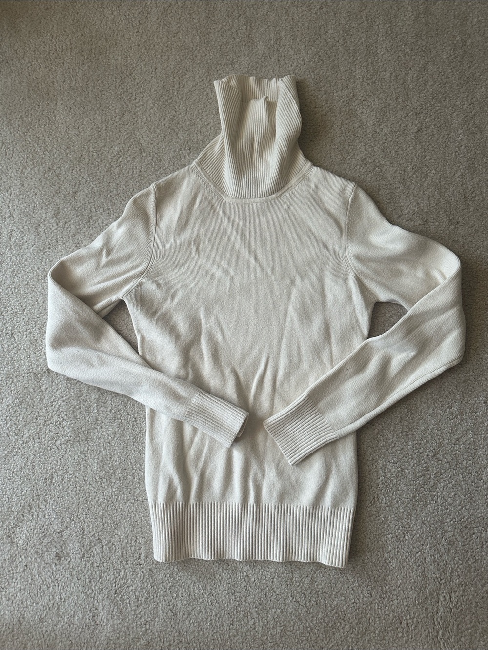 French Connection Cream Ribbed Turtleneck Sweater